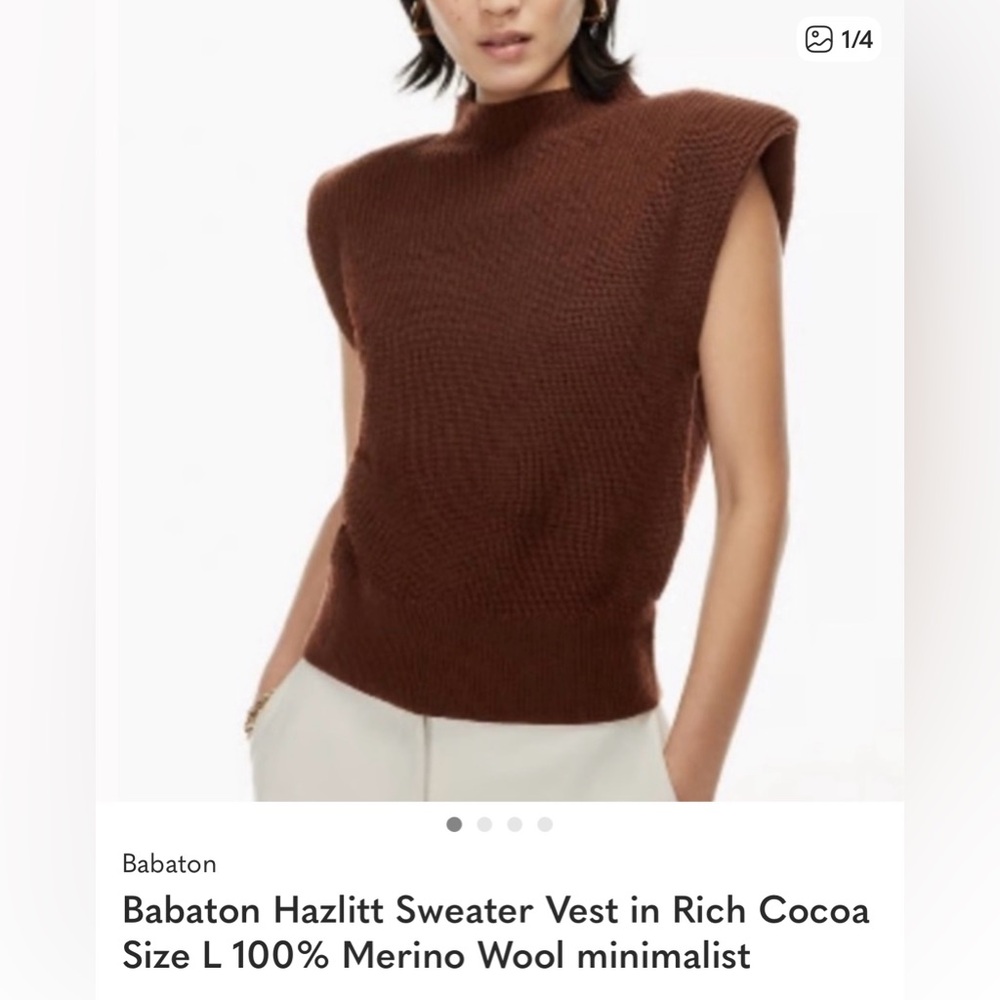Babaton Rich Brown Sleeveless Turtleneck Sweater Size L New No tags